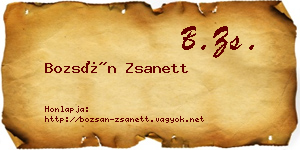 Bozsán Zsanett névjegykártya